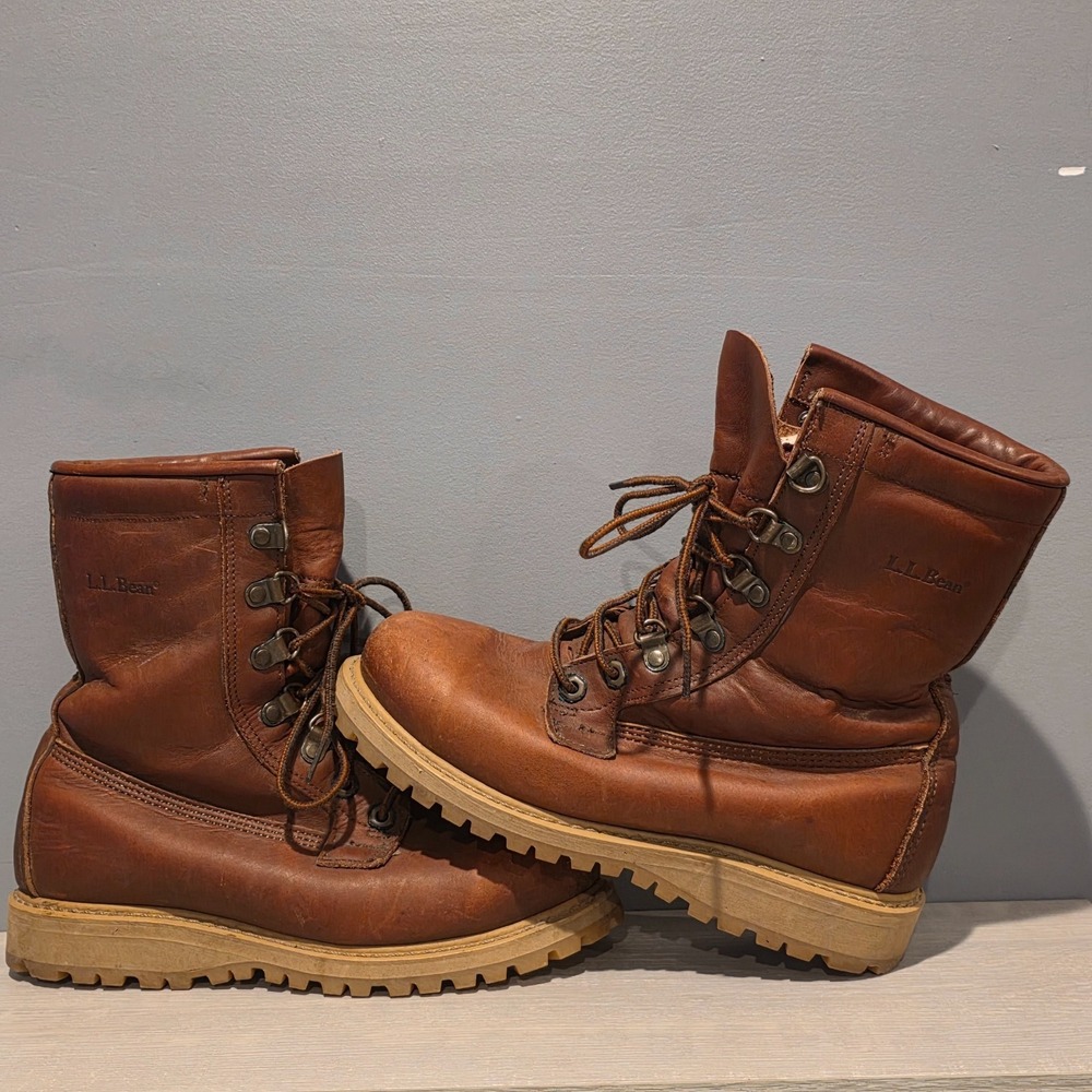 L.L. Bean Combat Ankle‎ Work Boots Mens 7M Brown Genuine Leather Lace Up